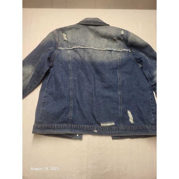 KanCan Denim Distressed Women's Jean Jacket EUC OX - Picture 8 of 10